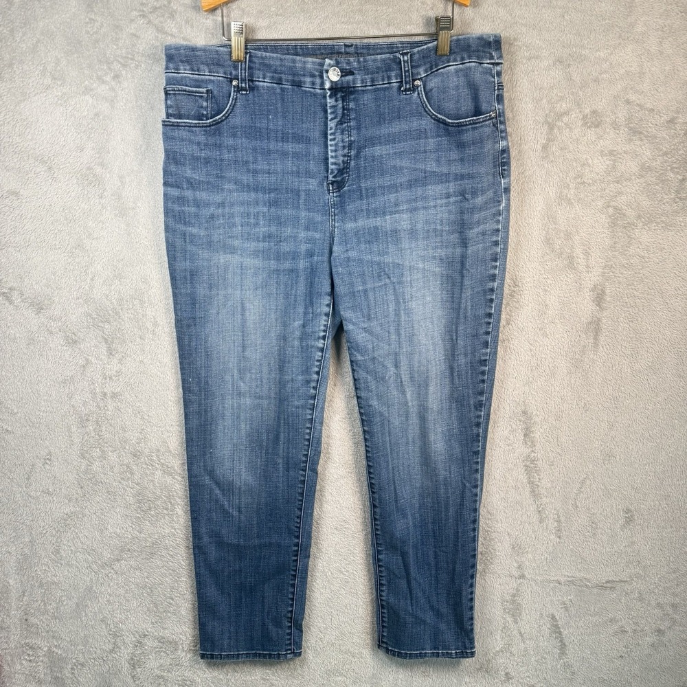 Chico's So Slimming Girlfriend Jeans Womens 16 Blue Platinum Stretch Straight